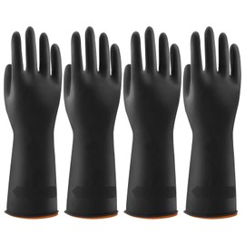 Bamllum 4 Pairs Black Rubber Dishwashing Gloves - Reusable Cleaning Gloves for Kitchen, Household, Anti-Slip, Flexible & Long-Lasting (Small)