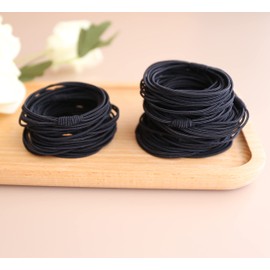 Elastic Hair Ties Bands,Rubber Hairbands Hair Rings,YOOZI No Damage Crease Ponytail Holder for Woman/Girls,Not Easily Broken for for Thick and Curly Hair(4 in 1 Black 40 PCS)