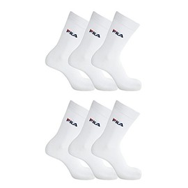 FILA Pack of 6 unisex socks, sports stockings for men or women (6 pairs), White (300)
