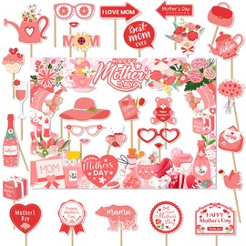 Losuya 31-teiliges Muttertags-Fotoautomaten-Requisiten-Set, Happy Mothers Day Photobooth Best Mom Selfie Rahmen Requisiten für Versammlungen