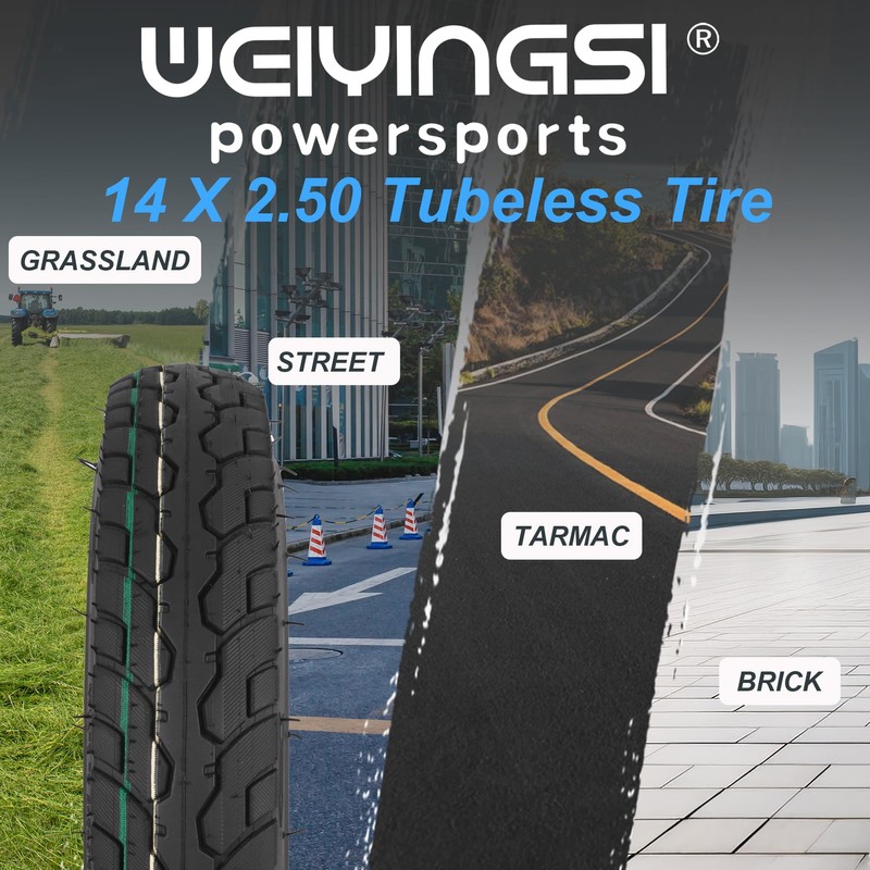 14X2.50 E-Bike Tubeless Tire with Self-Sealing Puncture Protection 6PR 1PAC