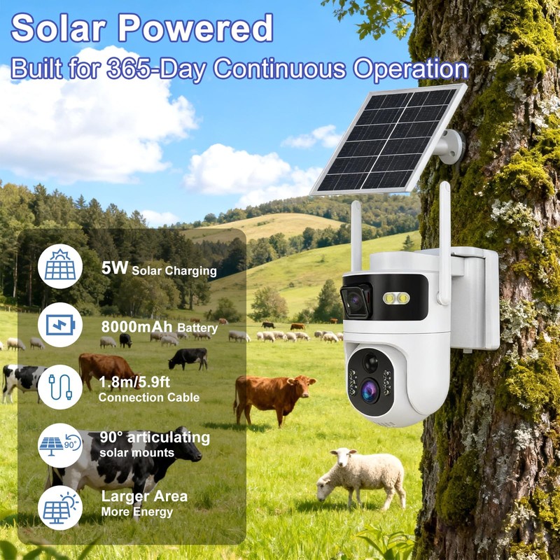 SLAKOZYT 4G LTE Cellular Security Camera Dual Lens Outdoor,No WiFi