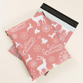 SHIPKEY 100 Pcs Christmas Poly Mailers 10x13 Inches, Reusable Mailing Envelopes for Books, Clothing, Cards, Gifts and Makeups for Birthdays and Christmas