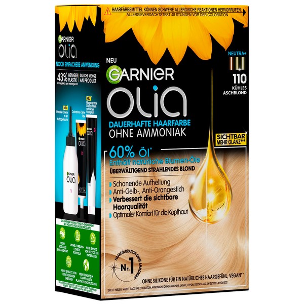 Garnier Olia 110 Cool Ash Blonde Permanent Hair Colour without