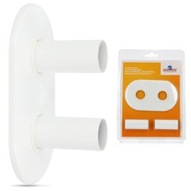 Heating Pipe Cover Set, Diameter 20 mm, White, Brass Cover Rosette Double Rosette & 2 Pipe Covers, Cover Pipes, Pipe Collar, Radiator Pipe Cover for Heating Pipes, Radiator Cover