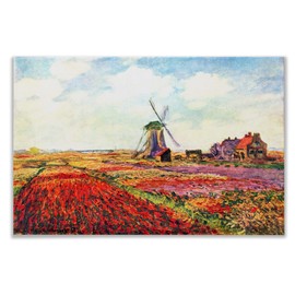 Monet Wall Art Collection Tulips of Holland By Claude Monet Canvas Prints Wrapped Gallery Wall Art | Stretched and Framed Ready to Hang 36X48,