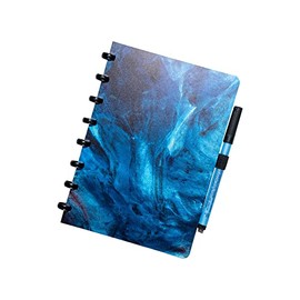 A5 Whiteboard Reusable Notebook - 50 Blank Dry Erase Pages - Marker Included - Waters with Black Ring Binding