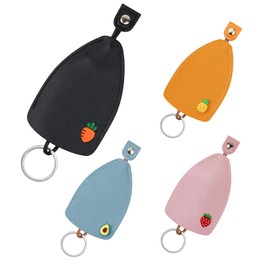 AfitLulu 4 Pieces Key Bag Creative Pull-Out Style Key Case for Men and Women, PU Leather Key Organiser Sleeves with Key Ring, Car Key Bag for House Keys, Style 3, Casual