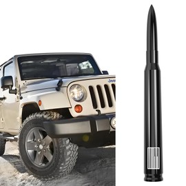 Engirette American Flag Car Truck Bullet Antenna Replacement 7 inch - Anti-Theft Design for Jeep Wrangler Gladiator JL JK JT Rubicon Sahara Unlimited Sport 4xe Willys Mojave 2007-2025 (Black)
