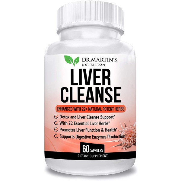 Liver Cleanse Detox & Support Supplement | 22 Natural Herbs for Your Liver | Advanced Formula for Enhanced Liver Health | Contains Milk Thistle Extract, Artichoke, Dandelion & More