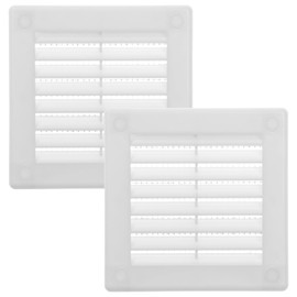 Vent Systems 3" x 3" Inch (Opening Dimensions) - Pack of 2 - Plastic White Soffit Vent Cover - Flat Square Air Vent Grille - Air Vent Deflector - HVAC 4" x 4" Inch (Overall Dimensions)