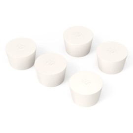 BorinGlass Solid Rubber Stoppers, 5 Pack 10# - 52mm(2.05in) x 43mm(1.69in) Diameter - 32mm(1.26in) Length - 1.26in Length - White Tapered Lab Seal Rubber Stopper