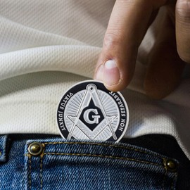 Artisan Owl Masonic Challenge Coin - Virtus Junxit Mors Non Separabit for Freemason Collectible Commemorative Coin, Blue Lodge Brotherhood Gift - 40x3mm, Black/Silver