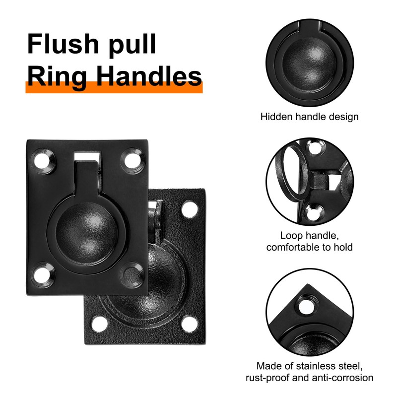 sourcing map Flush Ring Pull, 1.89-inch x 1.5-inch Stainless Steel