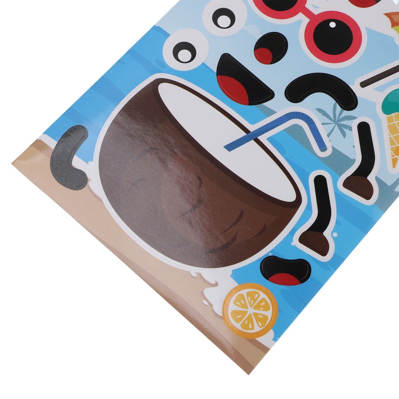 36PCS Facial Stickers for Kids Cartoon Hawaiian Beach Theme Sticker