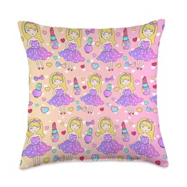Gildel Design Fashion Doll Purple Lipstick Nail Polish Throw Pillow, 18x18, Multicolor