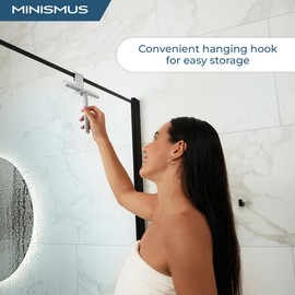 Minismus Window Wiper with Holder White - Shower Squeegee - Shower Wiper - Window Squeegee - Shower Stand - Non-Slip - Shower Wiper (White)
