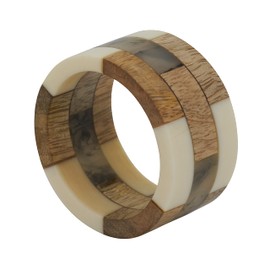 Wood Segments Napkin Rings (Set of 4)