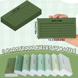 Whaline 2000 Sheets 8 Pad Blank Entry Forms Raffle Tickers Sage Green Fundraising Items Ticket with Name Phone Address for Contests Prize Game School Events, 2.8 x 5.2 in