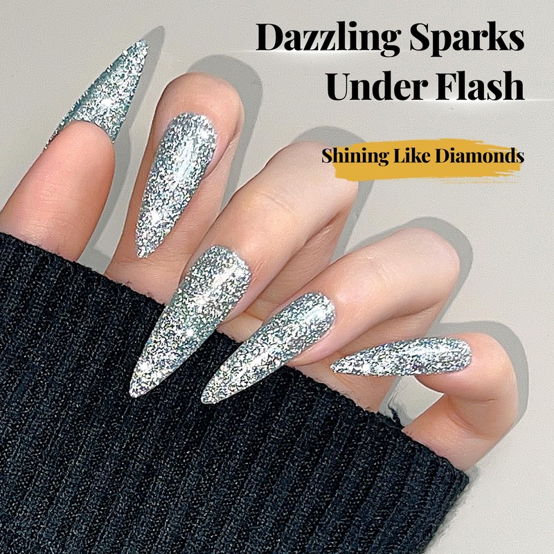 Light Hazy Blue High Density Reflective Flash Glitter Gel Nail
