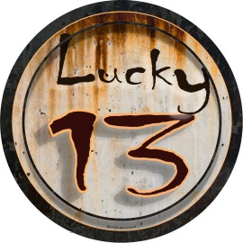 ProSticker 303 (One) 4" Lucky 13 Rat Rod Gasser Rusty Decal