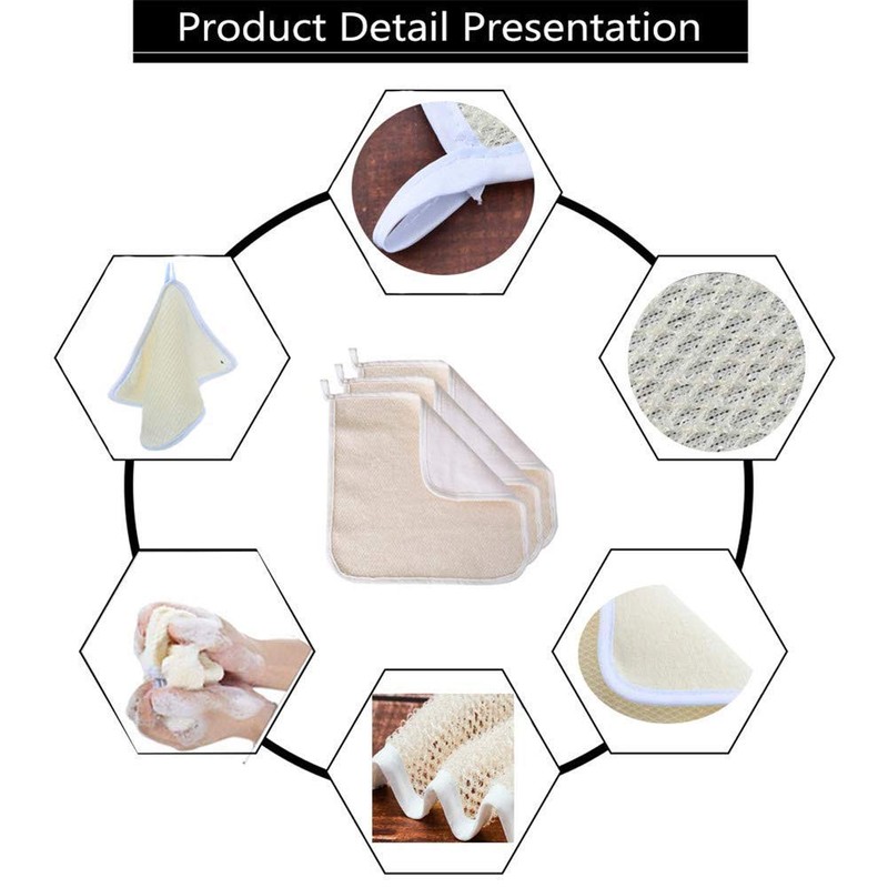 4 Pack Exfoliating Face Body Wash Cloth, Soft-Weave Scrub Towel