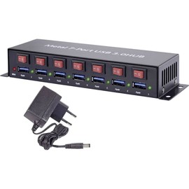 Renkforce 7 Port USB 3.0-Hub Metallcase, einzeln schaltbar, to wall mounting black