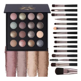 Paleta 16 Sombras Baked Con 15 Brochas Maquillaje Set                                                                                                 