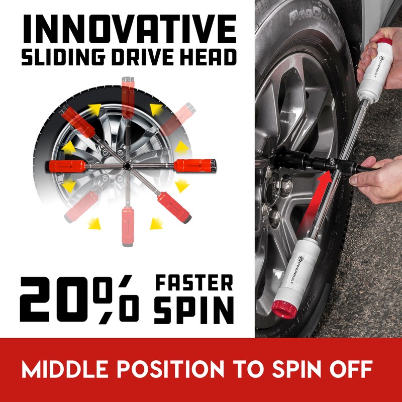 Powerbuilt Billy Club Universal Lug Wrench with Socket Storage, SAE