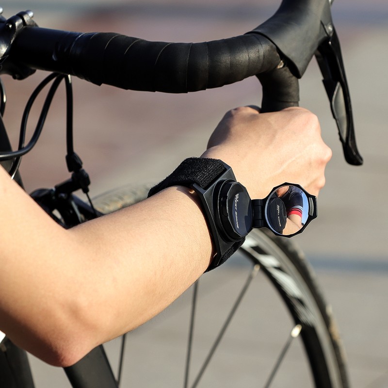 WEST BIKING Bike Wrist Rearview Mirror 360° Rotate Convex Reflector