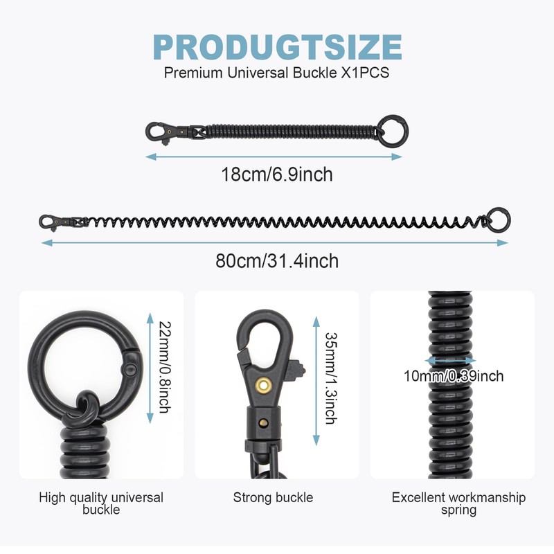 TENOC Spiral Coil Spring Keychain, Anti-lost Key Chain Holder Lanyard