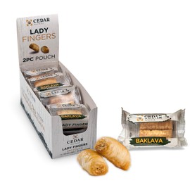 Cedar Pastries Cashew Baklava 2-Pack On-The-Go Lady Fingers (Master Box of 12)