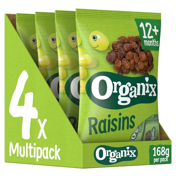 Organix Mini Organic Raisin Fruit Toddler Snack Boxes 12+ Months Multipack 12x14g (Pack of 4)