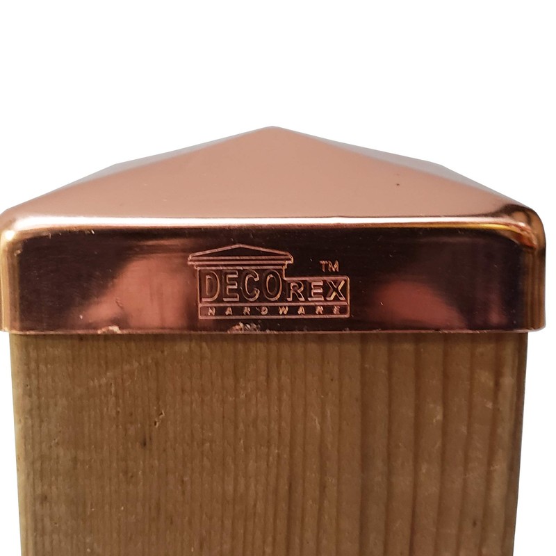 3.5" x 3.5" Solid Copper Pyramid Post Cap for True/Actual