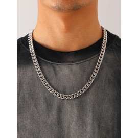 U7 Mens Chain 22" Stainless Steel Cuban Chains Necklace Silver Curb Necklaces for Men 9m