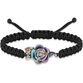 QGJNSGC Rose Urn Bracelet for Ashes Cremation Bracelet for Ashes Keepsake Ashes Urns Jewelry Women Mom (Braided rope-Colourful)