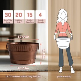 ARCTIC EAGLE Indestructible Metal Dog Toy Bin: Pet Toy Box Storage Basket for Living Room Area, Beautiful Design and Perfect Size 15-Quart（2 Pack）