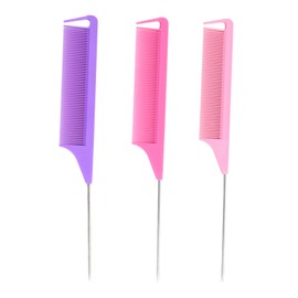 3 Stück Professioneller Stielkamm, Antistatischer Neckerei Haarkamm Set, Rattail Hair Comb für Hairstyling, Geflochtenes Haar, Nylon + Edelstahl Kamm für Salon und Heimgebrauch, Hitzebeständig