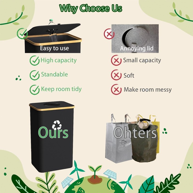 Pakusane Recycling Bin for Kitchen Indoor Home, Large 100L/ 26