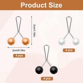 12PCS Headscarf Pearl Pins Clips, Pearl Hijab Pins Clips, U Shape Scarf Clip for Jewelry Accessories, Multicolor Hijab Pin for Scarves, Shawls, Silk Scarves and Sweaters (Black, White, Yellow)