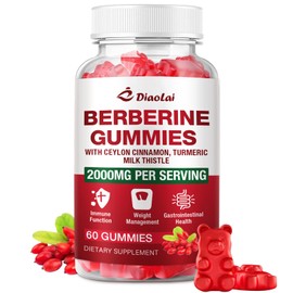 Berberine Gummies 2000mg - Natural Organic Berberine HCL Supplement - Vegan, Non-GMO, Gluten-Free - Delicious Raspberry Flavor - 60 Count