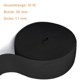 Qikaara 10 Metres Elastic Band, Black, Elastic Bands Sewing 50 mm Wide, Elastic Band for Sewing, Elastic Band for Sewing, Elastic Rubber Band, Black for DIY Sewing Crafts and Clothing