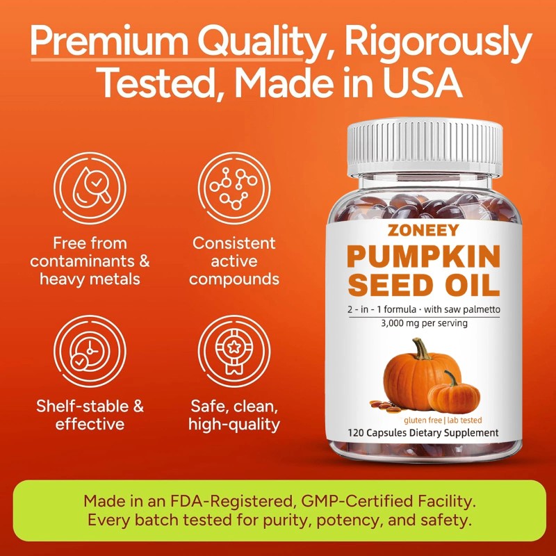 ZONEEY Pumpkin Seed Oil Saw Palmetto 3000 mg - Bladder