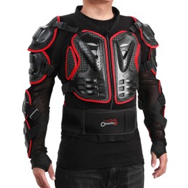 OHMOTOR Motorcycle Body Protective Jacket Armor Men, Motocross Riding Protective Gear,ATV Dirt Bike Chest Spine Protector (as1, Alpha, s, Regular, Regular, Red)