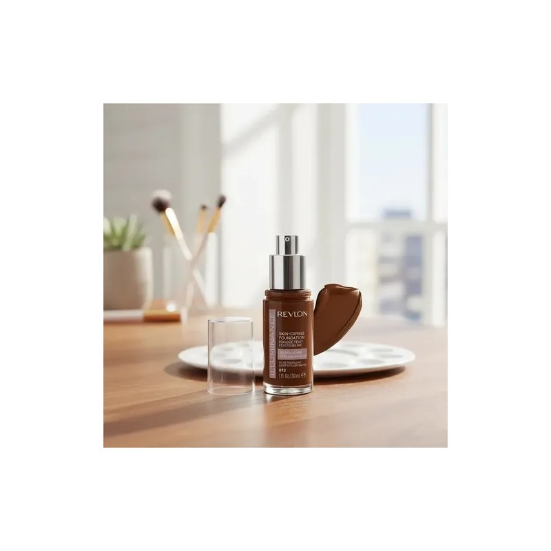 Maquillaje Illuminance Skin-caring Foundation Revlon Tono 613 Honey Java
