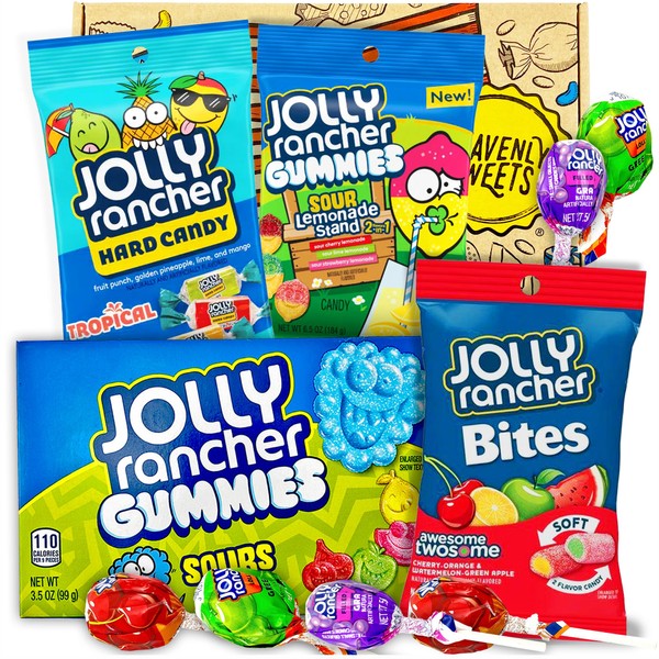 American Jolly Ranchers Candy Gift Box Selection - USA Jolly Rancher Candy & Chewy Candy - Gift Hamper for Birthday, Valentines for Him Her - Heavenly Sweets