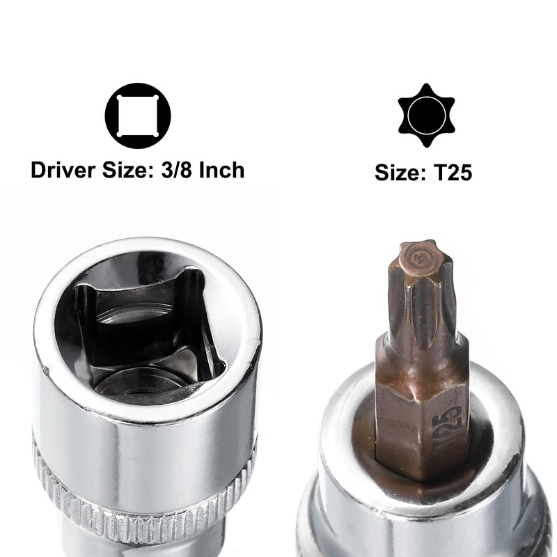 sourcing map 3pcs 3/8" Drive x T25 Torx Bit Socket,