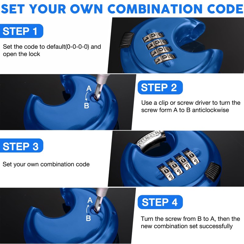 Maitys 4 Digit Combination Locks Stainless Steel Code Disc Lock