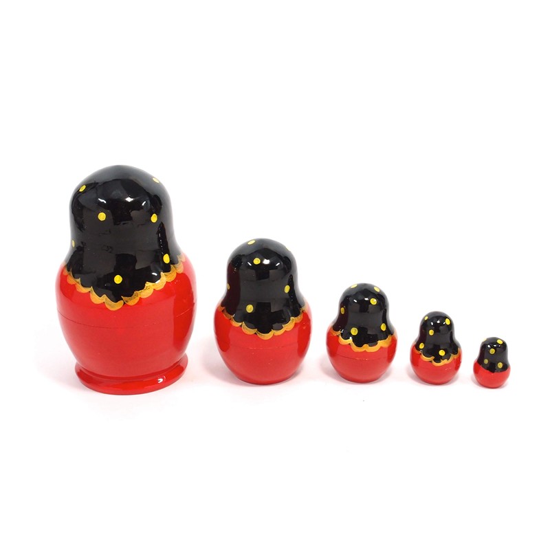 Semenov Matryoshka 5 Piece Headband "Khoroma" (BLACK/RED) [Made in Russia]