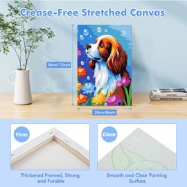 Lxmsja Paint by Numbers Kit for Adults Beginner Children with Frame, Dog Adult Kids' Paint by Numbers Kits on Canvas, Color by Numbers for Adults, Gifts for Women Home Decor, 8x12in